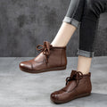 Retro Ethnic Style Handmade Leather High-top Women's Shoes With Soft Sole